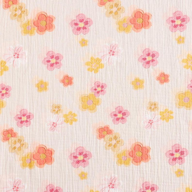 Musselin/Dobbelt-Crincle stof store blomster Digitaltryk – rosé,  image number 1