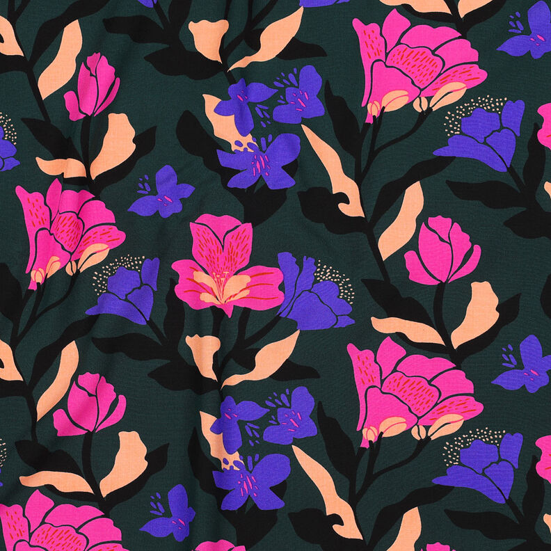 LENZING™ ECOVERO™ viskosestof  Amira Floral | Nerida Hansen – mørkegrøn/lilla,  image number 2