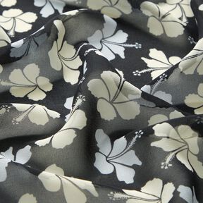 Chiffon hibiscusblomster &ndash; sort/hvid, 