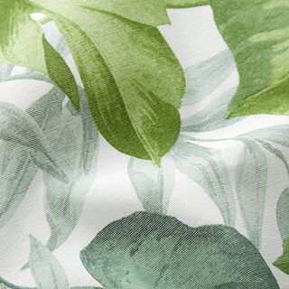 Dekorationsstof kanvas store monstera-blade – hvid/græsgrøn, 