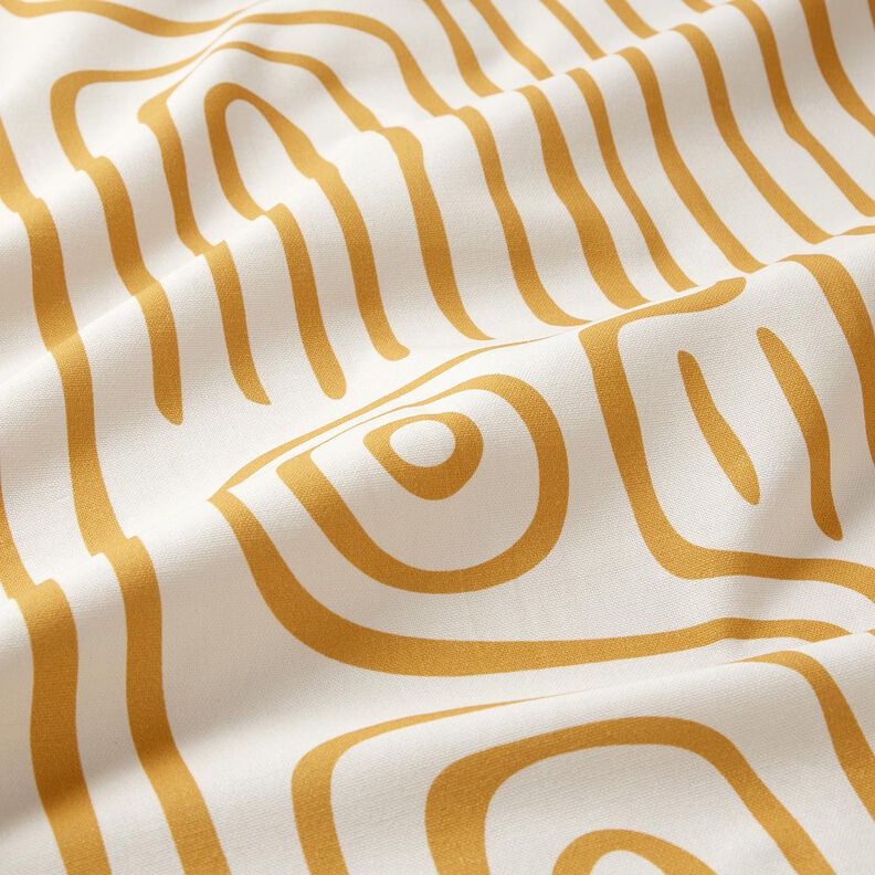 Dekorationsstof Halvpanama abstrakt stribet mønster – sennep/natur,  image number 2