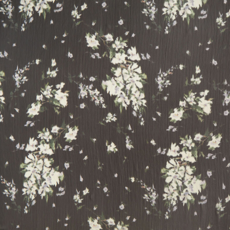 chiffon glitrende nålestriber i batiklook – sort/hvid,  image number 1