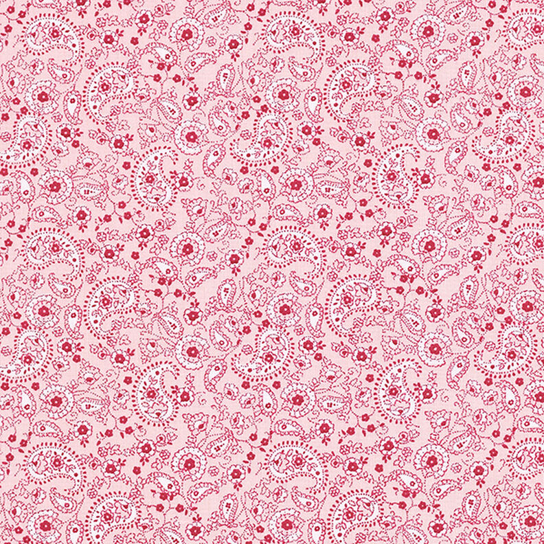 Bomuldsstof Cretonne Paisley – rosa,  image number 1