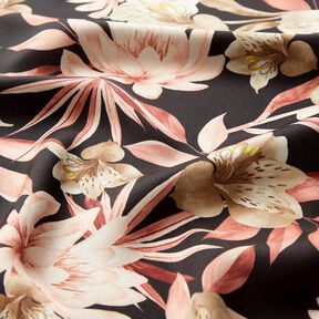 crepe-satin magnolier med palmeblade – sort/beige, 