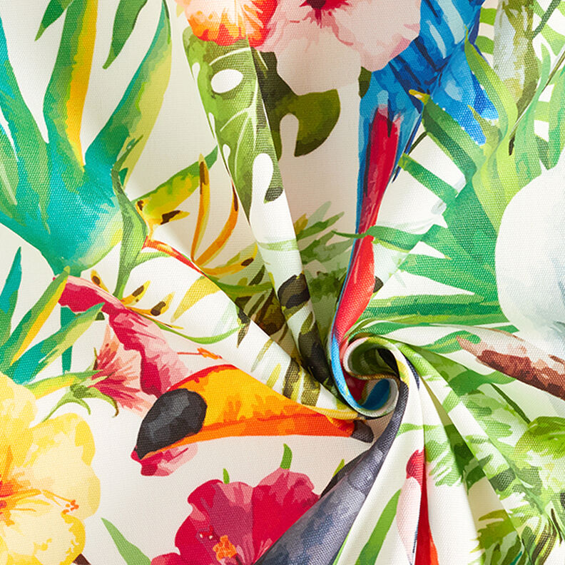 Outdoorstof Canvas Tropiske fugle – hvid/grøn,  image number 3