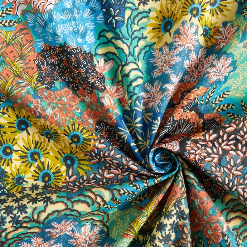 Imprægneret voksdug blomsterhav – havblå/terracotta,  image number 4