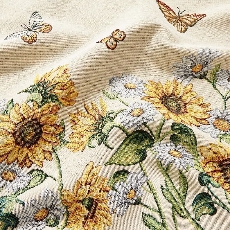 Dekorativt panelstof Gobelin solsikker – lysebeige/solgul,  image number 2
