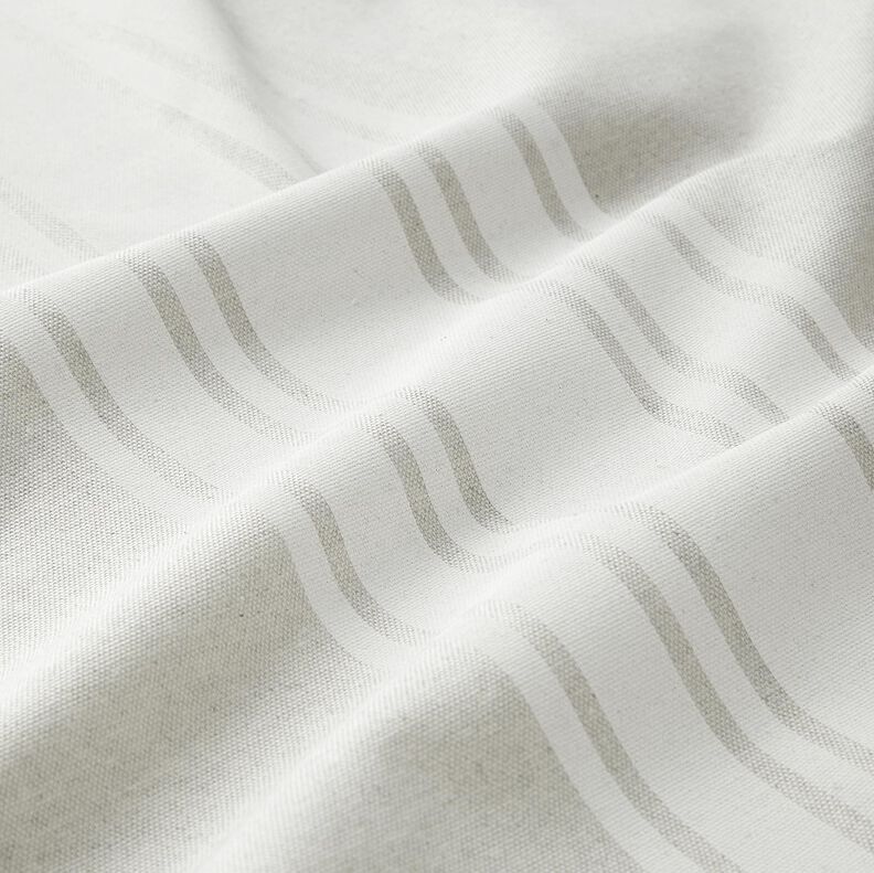 Dekorationsstof Panama blokstriber – uldhvid/tågegrå,  image number 2