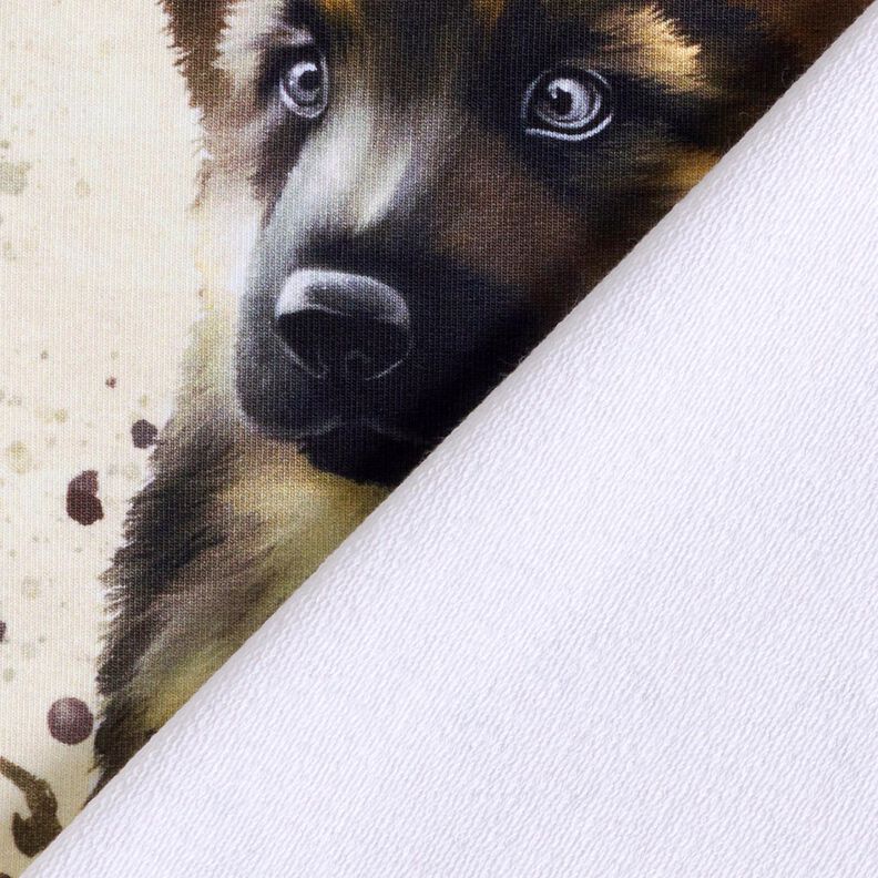 French Terry Sommersweat schæferhund Panel | Glitzerpüppi – lysebeige,  image number 4
