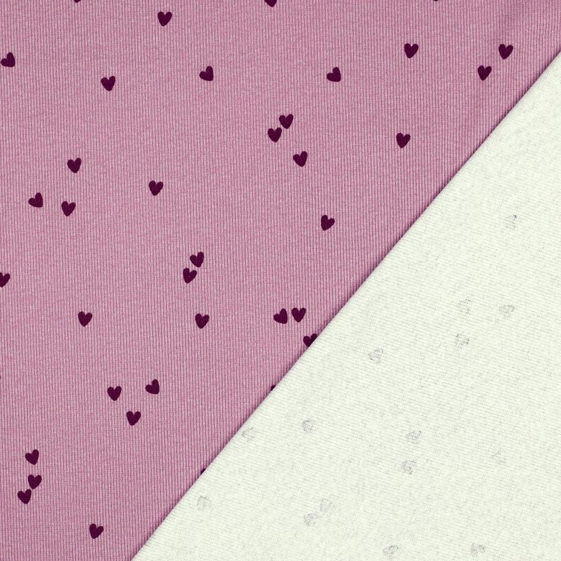 Rib-jersey spredte hjerter | Poppy Fabrics – pastelviolet/merlot,  image number 4