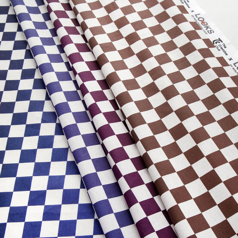 GOTS Bomuldspoplin skakbræts-mønster farveforløb | TCC x LOOKS by Wolfgang Joop –,  image number 7