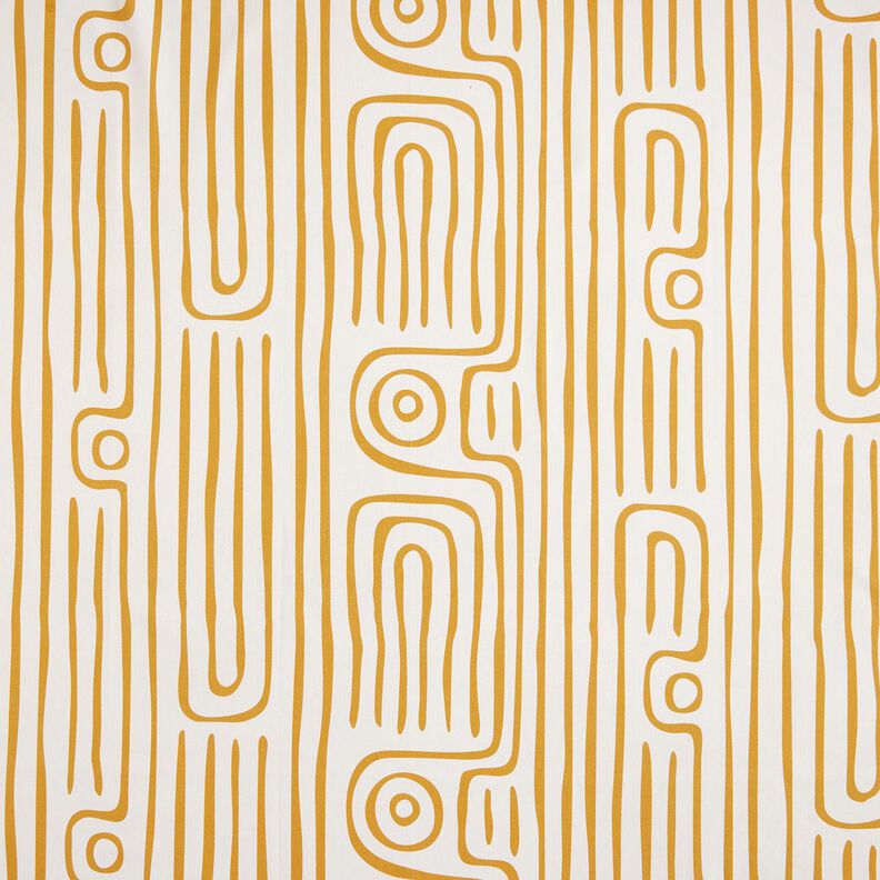 Dekorationsstof Halvpanama abstrakt stribet mønster – sennep/natur,  image number 1