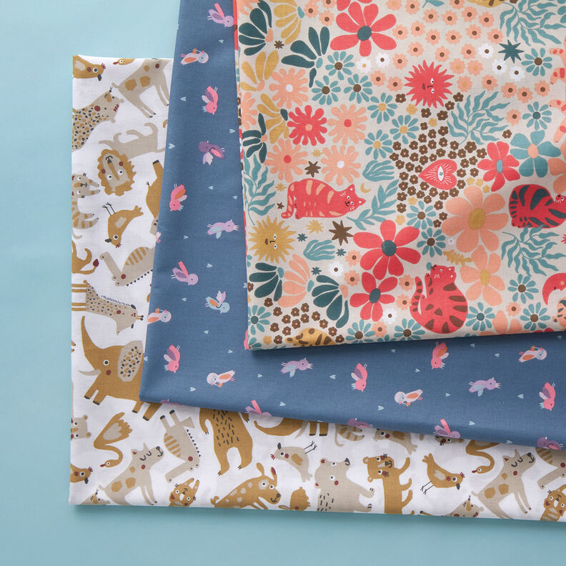 Bomuldspoplin fuglenes maskebal – blågrå,  image number 6