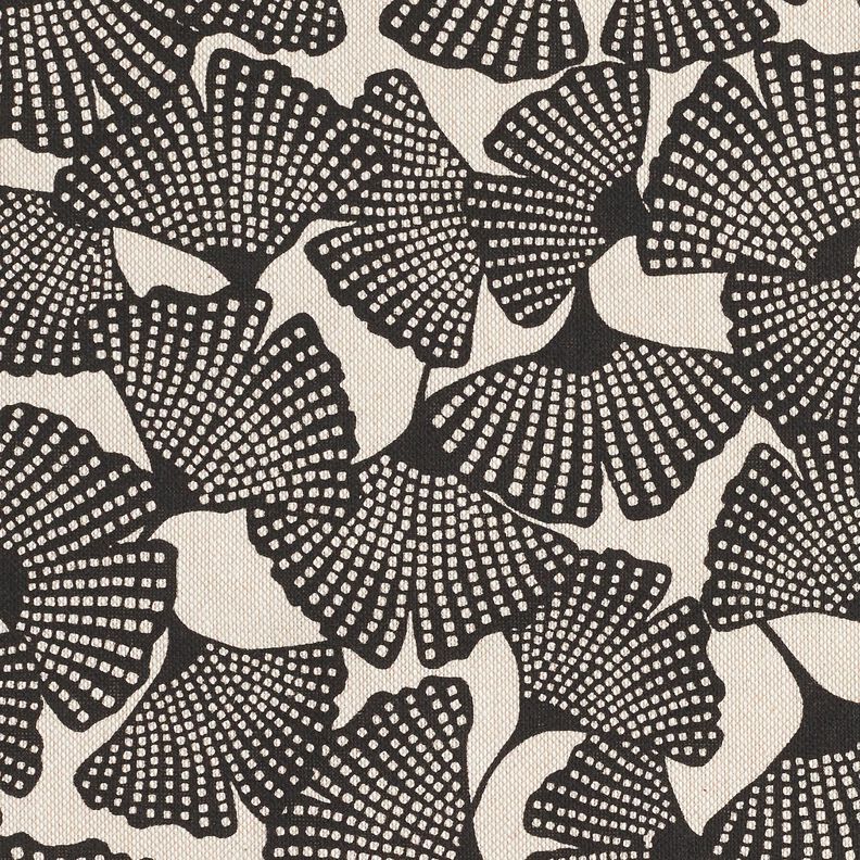 Dekorationsstof Halvpanama plettet ginkgo – sort/natur,  image number 5