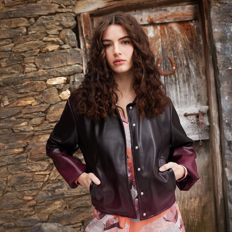 Kunstlæder farveforløb | Katia Fabrics – sort/bordeaux,  image number 5