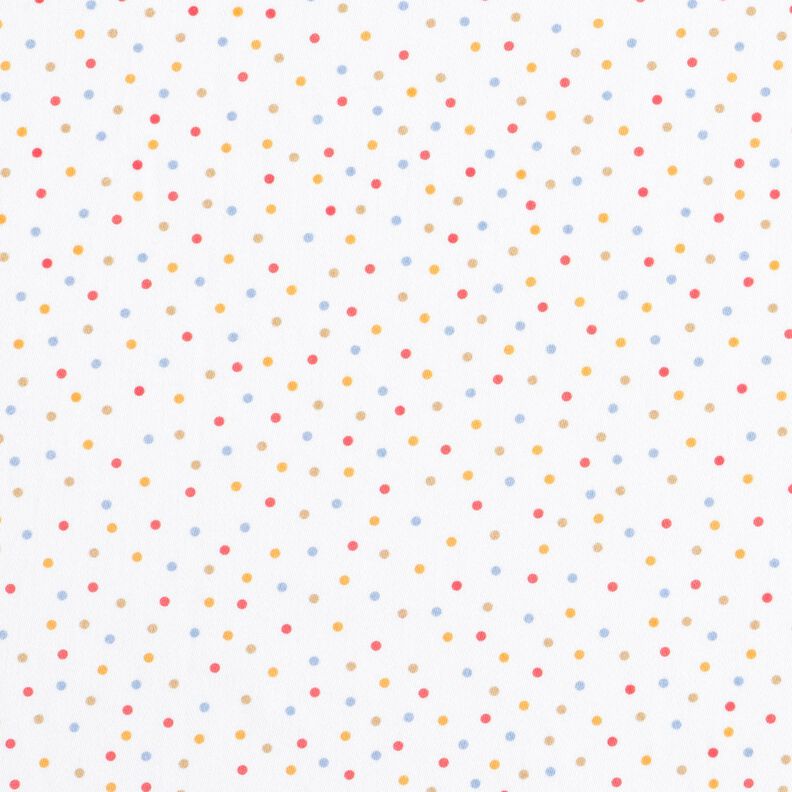Dekorationsstof Bomuldssatin farverige små prikker – hvid,  image number 1