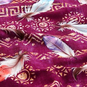 French Terry boho-fjer | Glitzerpüppi  – drue/hummerfarvet, 