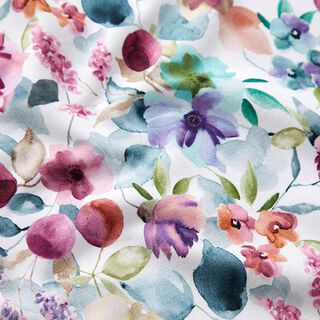 French Terry Sommersweat akvarel-blomstereng Digitaltryk – hvid, 