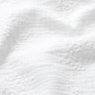 Musselin/Dobbelt-Crincle stof Tone-i-tone blomsterranke – hvid, 