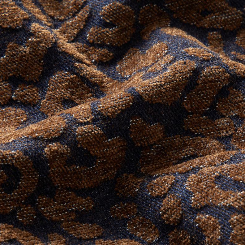 Buksestof i denimlook med leopardprint – mellembrun/natblå,  image number 2