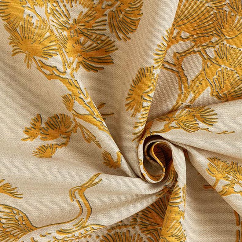 Dekorationsstof Canvas kinesisk trane – beige/karrygul,  image number 3