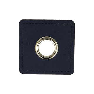 Applikation Kunstlæder-patch med øsken [ 4 Styk / Ø 10 mm ] – blå, 