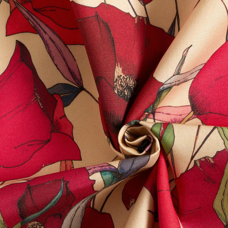 Outdoor stof Canvas Valmuer &ndash; beige/karminr&oslash;d,  image number 4