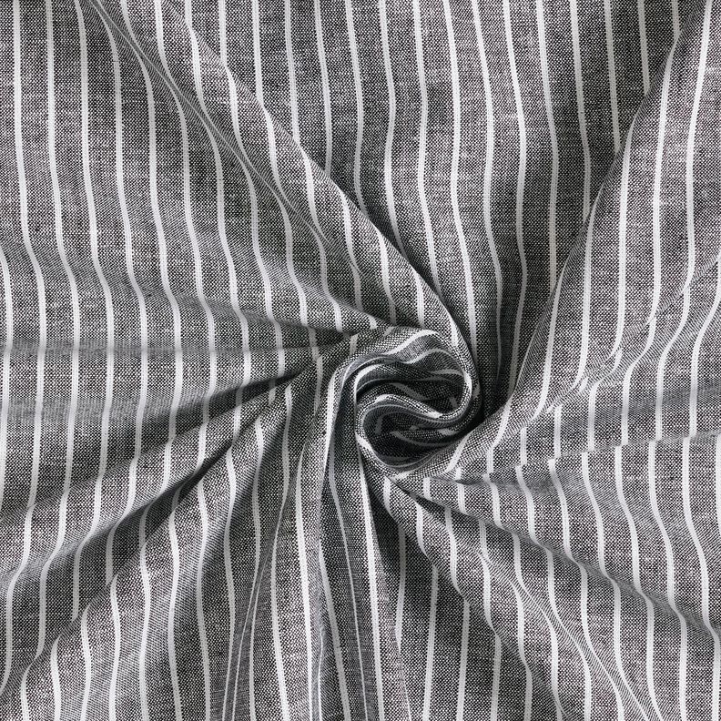Hør-bomulds-miks brede striber – sort/hvid,  image number 3