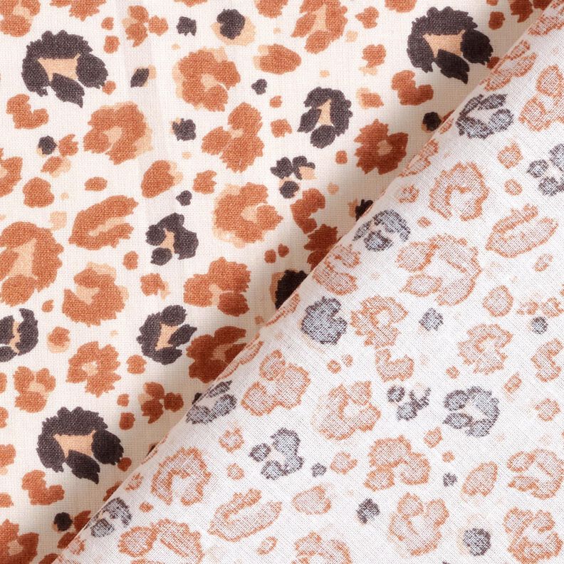 Bomuldsstof Cretonne store leopardpletter – kobberfarvet/lysebeige,  image number 4