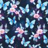 Bomuldsjersey glitrende sommerfugle og blomster | Glitzerpüppi  – natblå/isblå,  thumbnail number 1
