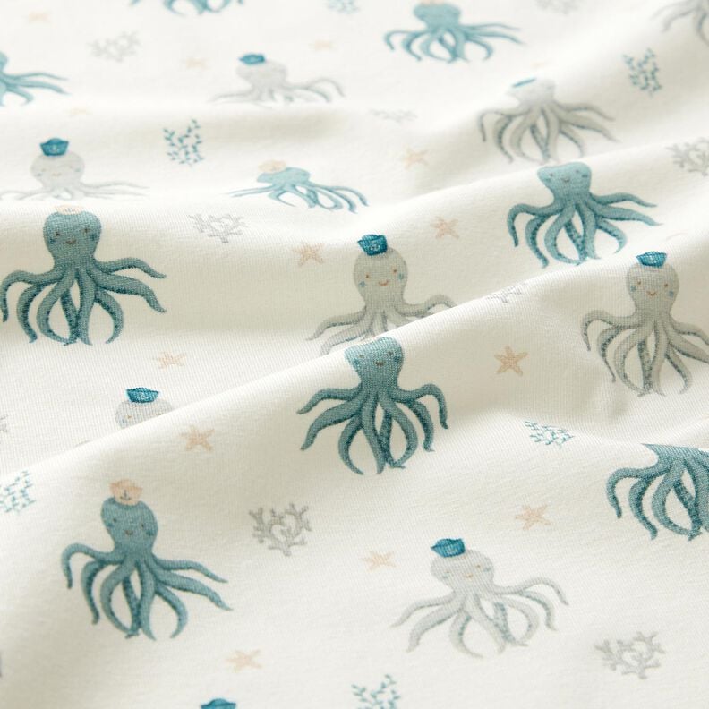 Bomuldsjersey Glade blæksprutter Digitaltryk – uldhvid,  image number 2