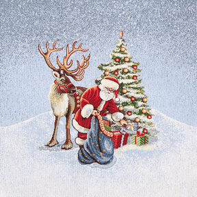 Dekorationsstykke Gobelin Julemand med rensdyr – blå, 