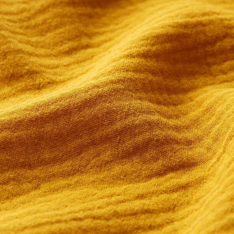 Musselin/Dobbelt-Crincle stof – sennep,  image number 3