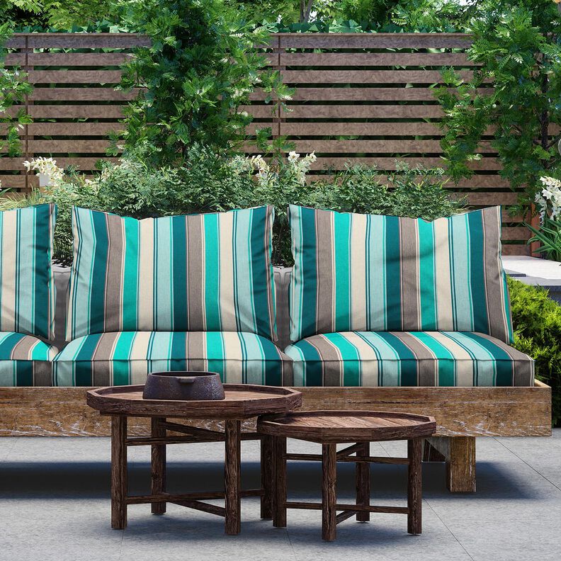 Outdoor stof Canvas blandede striber – blågran/greige,  image number 6