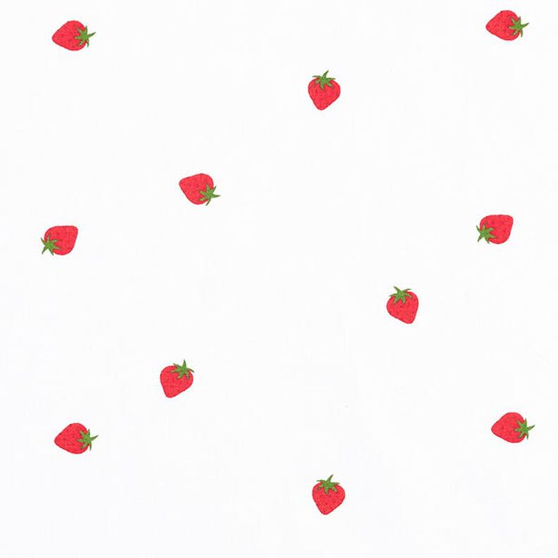 Bomuldspoplin jordbær – hvid,  image number 1