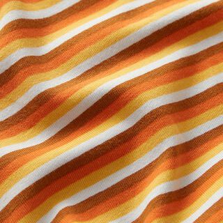 Bomuldsjersey striber på tværs – hvid/orange | Reststykke 50cm, 