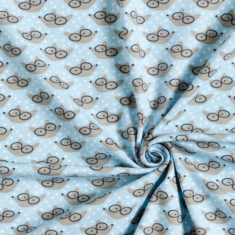 Bomuldsjersey Ræv med briller – babyblue,  image number 3