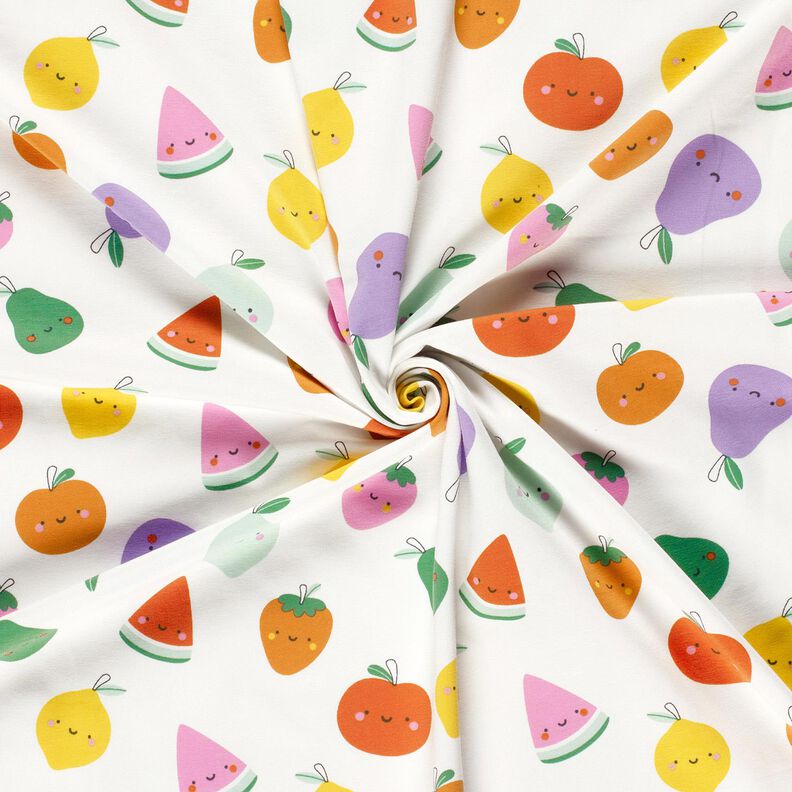 Bomuldsjersey glad frugt – uldhvid/ferskenorange,  image number 3