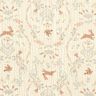 Musselin/Dobbelt-Crincle stof Fugl og hare i blomsterhaven – uldhvid,  thumbnail number 1