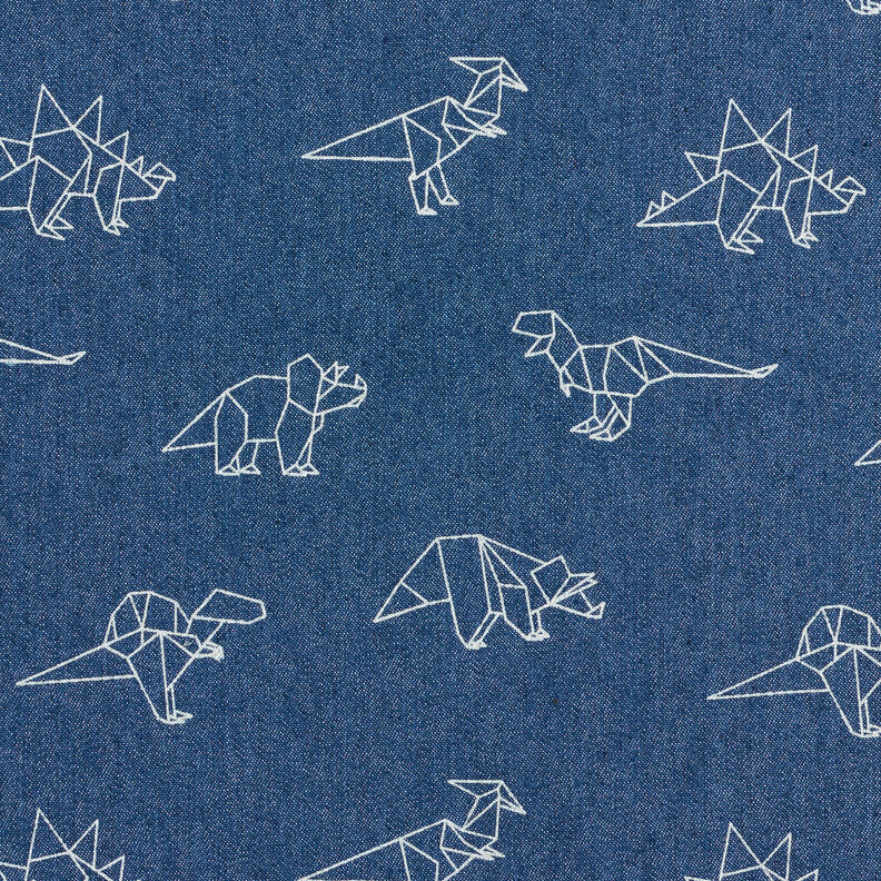 Jeansstof Stretch origami-dinoer – jeansblå,  image number 1