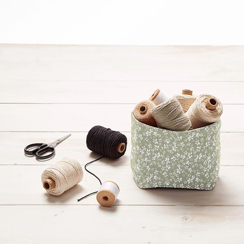 Bomuldsstof Cretonne Små blomster – kaki,  image number 7