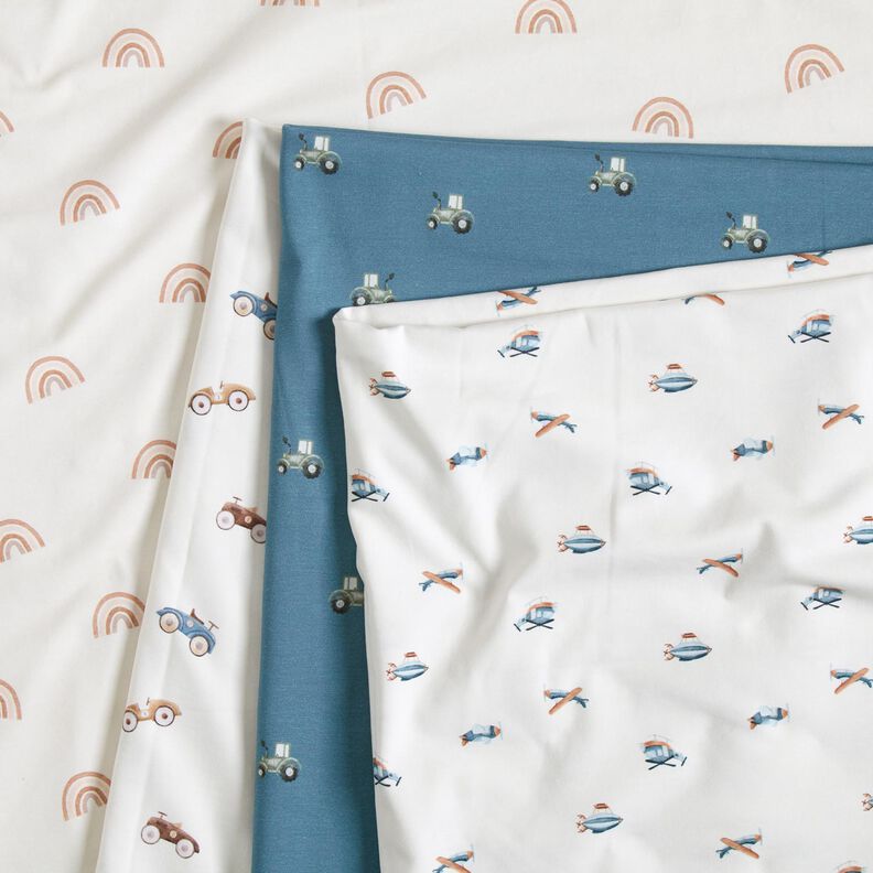 GOTS Bomuldsjersey fine regnbuer Digitaltryk – elfenben,  image number 5