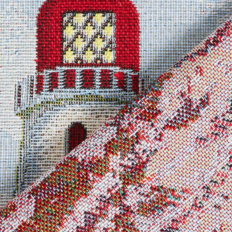 Dekorativt panelstof Gobelin fyrtårn – lyseblå/rød,  image number 4