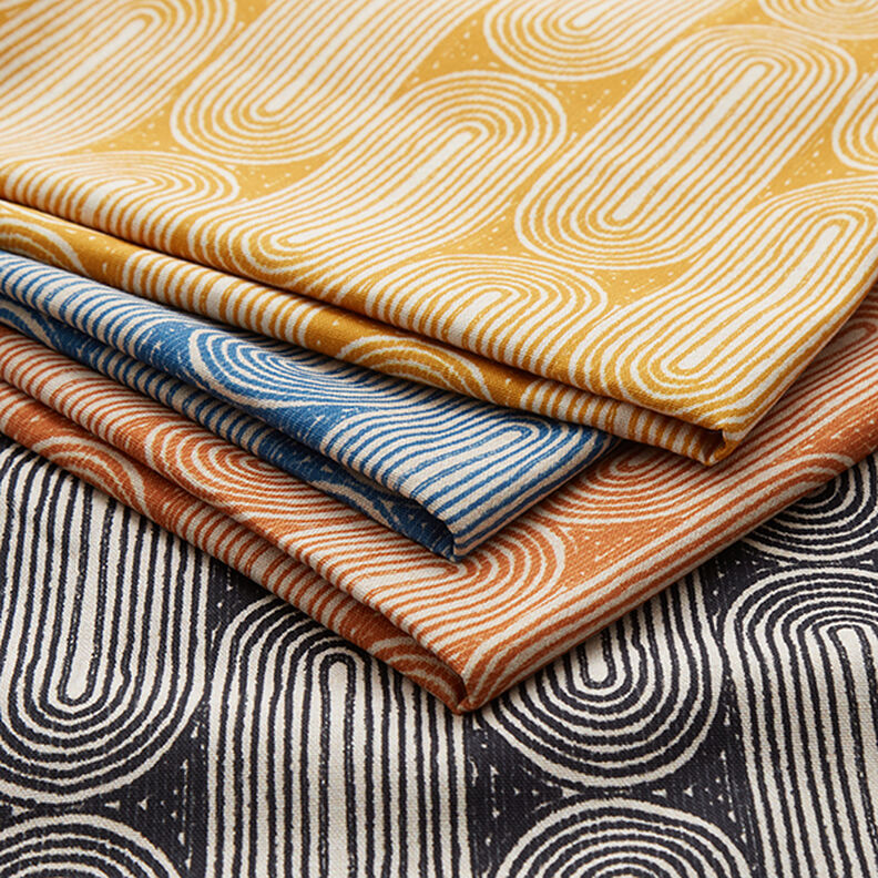 Dekorationsstof Halvpanama buer – karrygul/natur,  image number 5