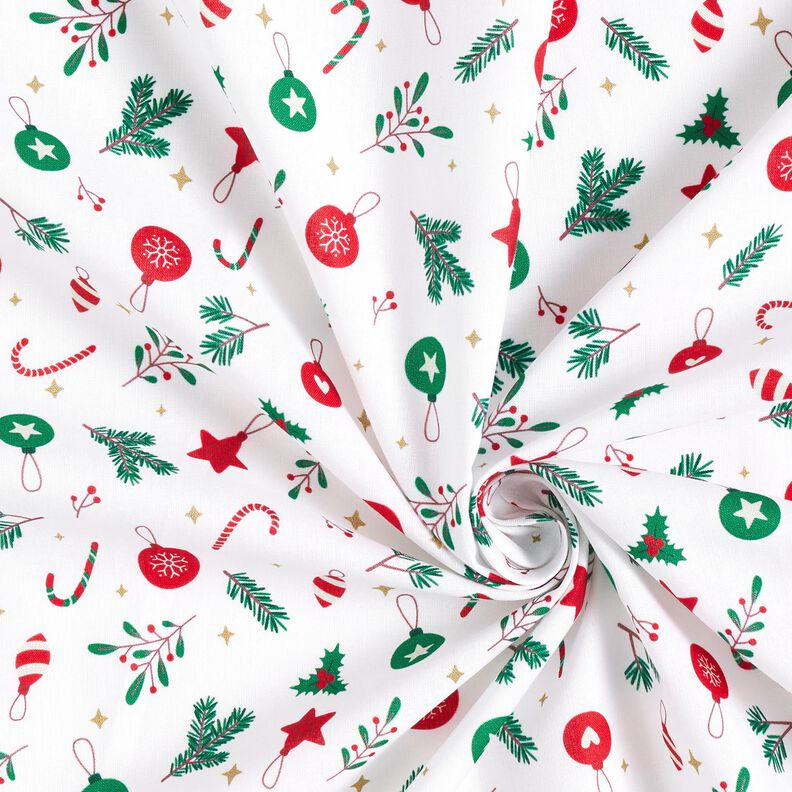 Bomuldsstof Cretonne julepynt – hvid/grøn,  image number 3