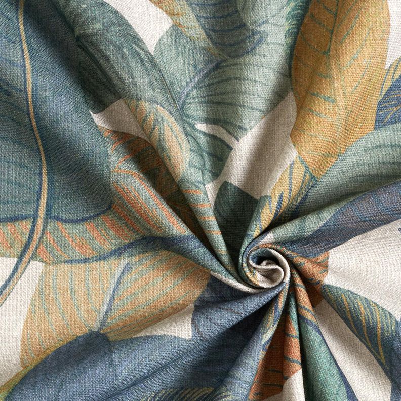 Dekorationsstof Halvpanama bananblade – blågrå/lys taupe,  image number 3