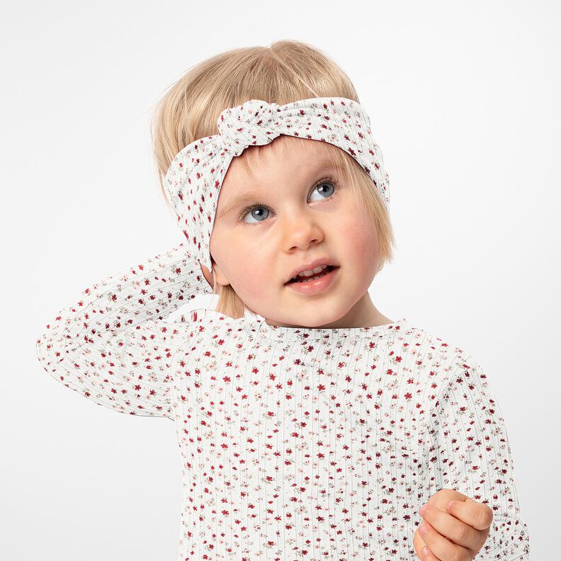 Ajour Bomuldsjersey små blomster – elfenben,  image number 6