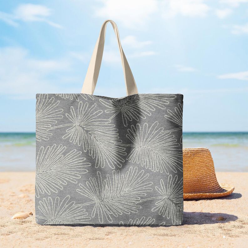 Dekorationsstof Jacquard bladkonturer &ndash; gr&aring;,  image number 8