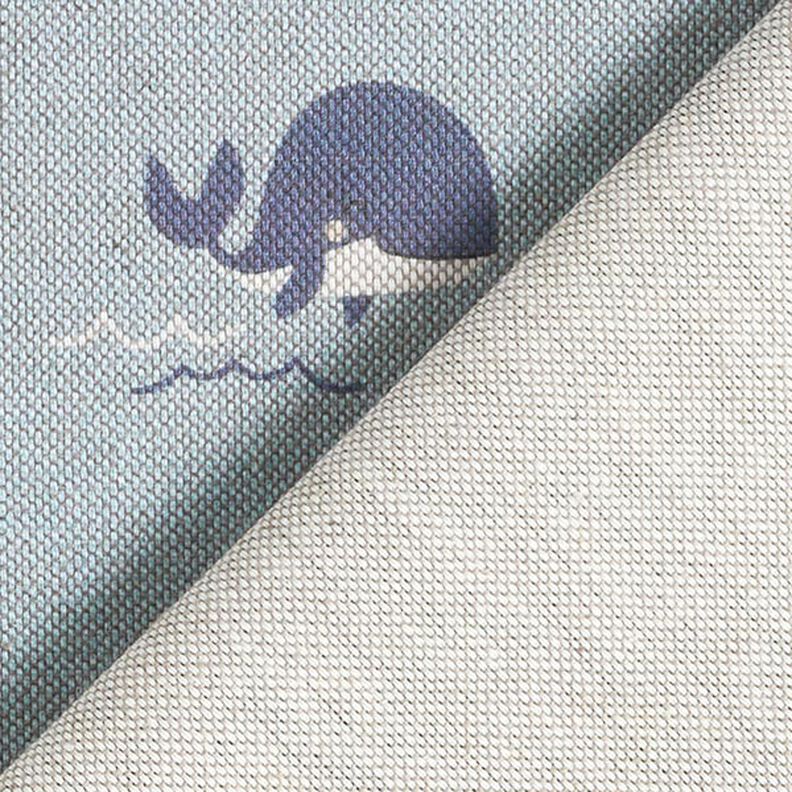 Dekorationsstof Halvpanama glade hvaler – blå,  image number 4