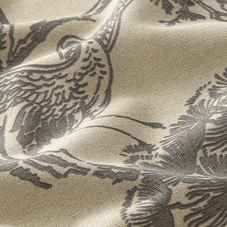 Dekorationsstof Canvas kinesisk trane – sand/grå,  image number 2